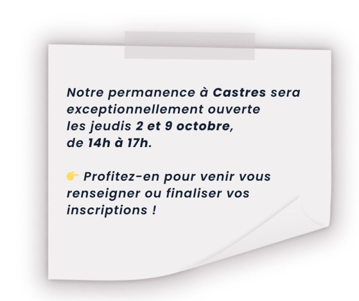 OUVERTURE EXCEPTIONNELLE DE LA PERMANENCE À CASTRES