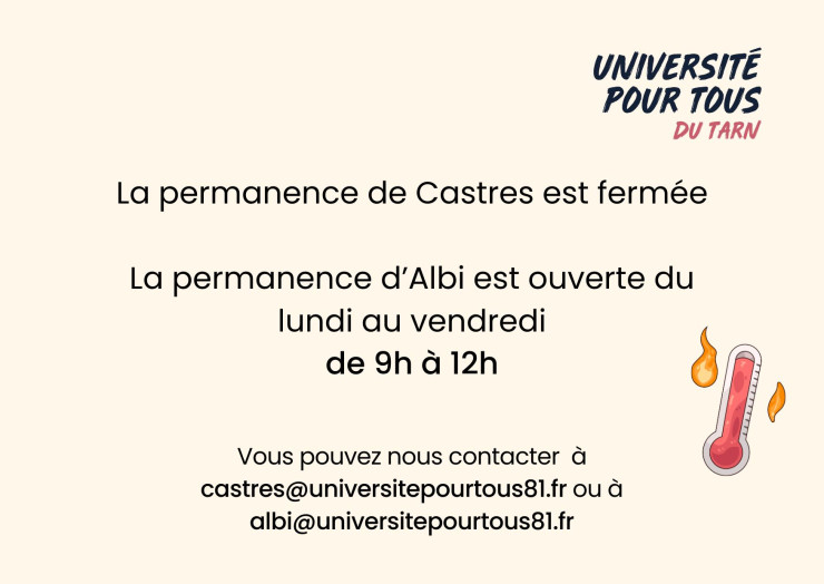 Horaires d'été des permanences